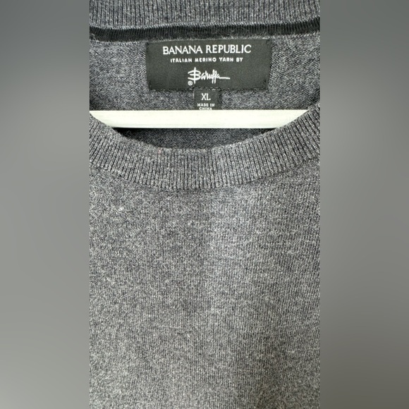 Banana Republic Italian Merino Wool Crew Sweater Dark Charcoal Heather XL - Picture 5 of 8